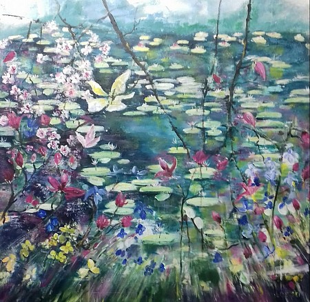 Tuinen van giverny geschilderd door Loes Loe-sei Beks